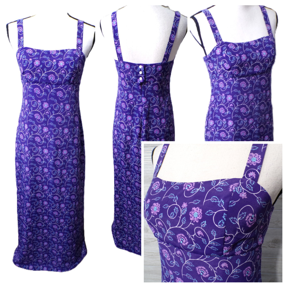 Y2k Rampage Babydoll Maxi Dress 5 Purple Floral Fairy Whimsigoth‎ Fairygoth Hoco